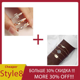 Rings  3Pcs/Set Fashion Geometry Intersect Crystal