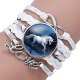 BANGLE Unicorn Horse Silver Color Alloy Pendant Chain Bracelet