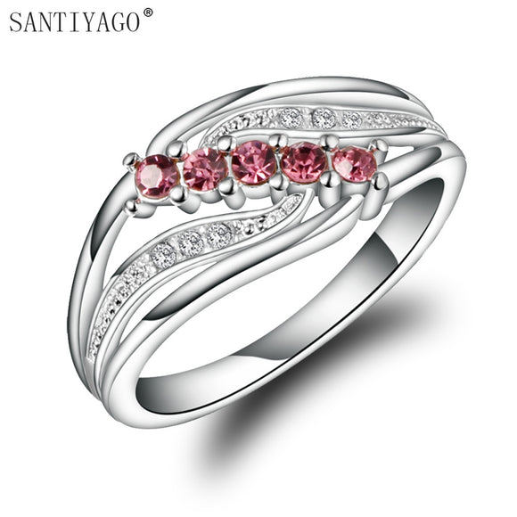 Rings Red Zircon Women  Silver Plating Promotion Jewelry for Lady