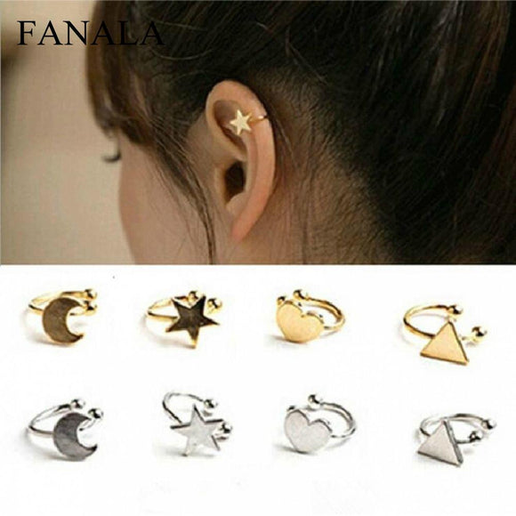 Earrings 2019 Pierced Star  cuff Triangle Women Clip Fashion
