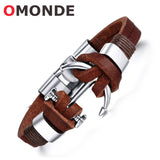 Wristband  21cm Brown Black Leather Bracelet & Bangles