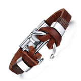Wristband  21cm Brown Black Leather Bracelet & Bangles