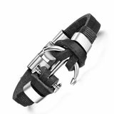 Wristband  21cm Brown Black Leather Bracelet & Bangles