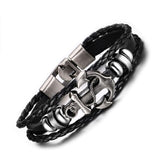 Wristband  21cm Brown Black Leather Bracelet & Bangles