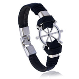 Wristband  21cm Brown Black Leather Bracelet & Bangles