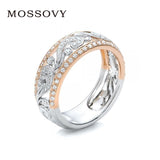 Rings  Hollow Two-tone Color Rose Gold Flower Cubic Zirconia