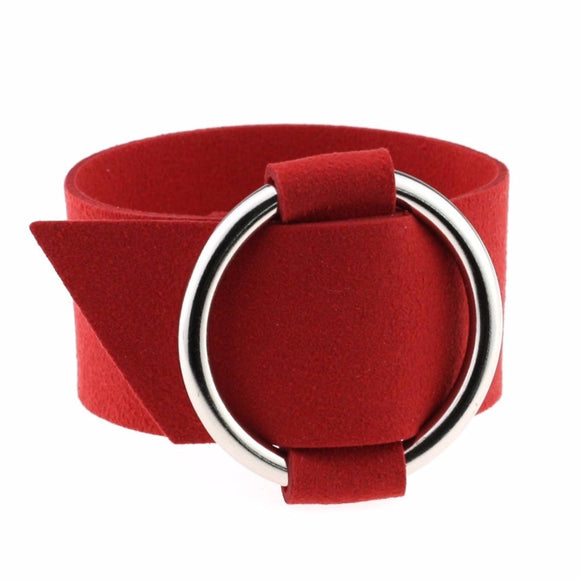 WRISTBAND Charm Wide Black Velvet Leather