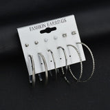 Earrings Modyle 9 Pairs/Set Mix Design Square Rhinestone Stud
