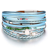 Wristband New Vintage Pearl Beads Leather Bracelets & Bangles