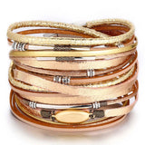 Wristband New Vintage Pearl Beads Leather Bracelets & Bangles