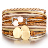 Wristband New Vintage Pearl Beads Leather Bracelets & Bangles