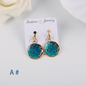 Earrings Korea Style Asymmetrical Fresh Enamel blue Star Moon Planet  Circle Clip