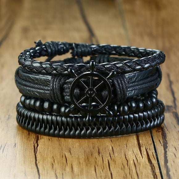 Wristband Mix 4Pcs/ Set Braided Wrap Leather Bracelets