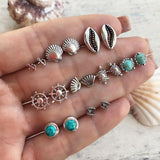 Earrings 16 Styles Boho Shell Turtle Anchor Small Stud