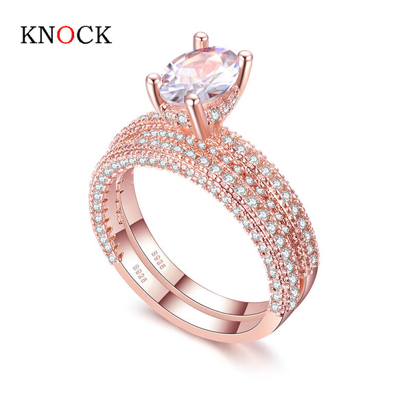 Rings  high quality Rose Gold  White gold  Women Fashion AAAA Cubic Zirconia Wedding Engagement