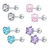 Earrings ZS 4pairs/lot Crystal Stud