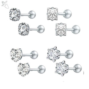 Earrings ZS 4pairs/lot Crystal Stud