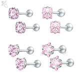 Earrings ZS 4pairs/lot Crystal Stud