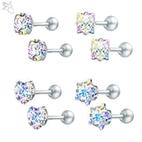 Earrings ZS 4pairs/lot Crystal Stud