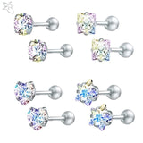 Earrings ZS 4pairs/lot Crystal Stud