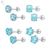 Earrings ZS 4pairs/lot Crystal Stud