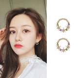 Earrings Fashion Korean Style Colorful Rhinestone Wreath Stud