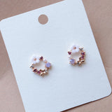 Earrings Fashion Korean Style Colorful Rhinestone Wreath Stud