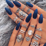 Rings 20 Styles   Crown Wave Flower Heart Lotus Star Leaf Crystal Opal Joint Ring Party Jewelry Silver