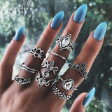 Rings 20 Styles   Crown Wave Flower Heart Lotus Star Leaf Crystal Opal Joint Ring Party Jewelry Silver
