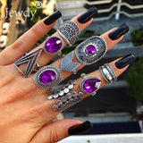 Rings 20 Styles   Crown Wave Flower Heart Lotus Star Leaf Crystal Opal Joint Ring Party Jewelry Silver