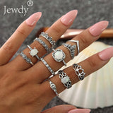Rings 20 Styles   Crown Wave Flower Heart Lotus Star Leaf Crystal Opal Joint Ring Party Jewelry Silver