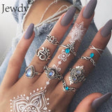 Rings 20 Styles   Crown Wave Flower Heart Lotus Star Leaf Crystal Opal Joint Ring Party Jewelry Silver