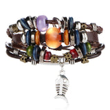 Wristband Design Turkish Eye Leather Bracelet For   Woman Multiple Layer Feather Bracelet Fashion