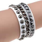 Wristband Rock Spikes Rivet Chains Gothic Punk Wide Cuff Leather Bracelets Bangles