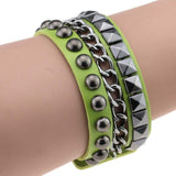 Wristband Rock Spikes Rivet Chains Gothic Punk Wide Cuff Leather Bracelets Bangles