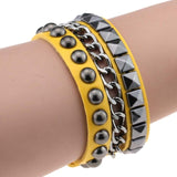 Wristband Rock Spikes Rivet Chains Gothic Punk Wide Cuff Leather Bracelets Bangles