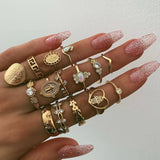 Rings  15pcs/set Cross Fatima Hand Punk