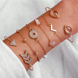 BANGLE Vintage Turtle Heart Map Charm Bracelets Set For Women Stone Beads Infinite Strand Bracelets