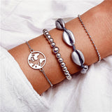 BANGLE Vintage Turtle Heart Map Charm Bracelets Set For Women Stone Beads Infinite Strand Bracelets