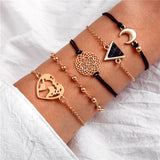 BANGLE Vintage Turtle Heart Map Charm Bracelets Set For Women Stone Beads Infinite Strand Bracelets