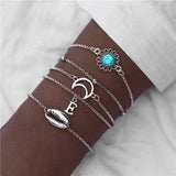 BANGLE Vintage Turtle Heart Map Charm Bracelets Set For Women Stone Beads Infinite Strand Bracelets