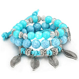 BANGLE Bohemian Multilayer Colorul Natural Stone Wood Beads Bracelet