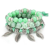 BANGLE Bohemian Multilayer Colorul Natural Stone Wood Beads Bracelet