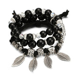 BANGLE Bohemian Multilayer Colorul Natural Stone Wood Beads Bracelet