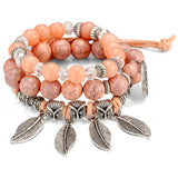 BANGLE Bohemian Multilayer Colorul Natural Stone Wood Beads Bracelet