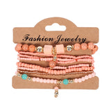 BANGLE Bohemian Multilayer Colorul Natural Stone Wood Beads Bracelet