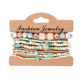 BANGLE Bohemian Multilayer Colorul Natural Stone Wood Beads Bracelet
