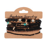 BANGLE Bohemian Multilayer Colorul Natural Stone Wood Beads Bracelet