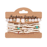 BANGLE Bohemian Multilayer Colorul Natural Stone Wood Beads Bracelet