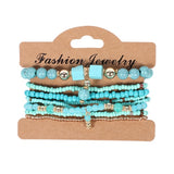 BANGLE Bohemian Multilayer Colorul Natural Stone Wood Beads Bracelet